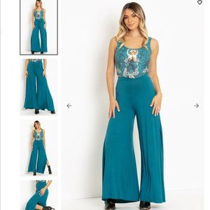 BLUE WIDE LEG SPLIT PANTS - LIMITED- Size M - Blackmilk